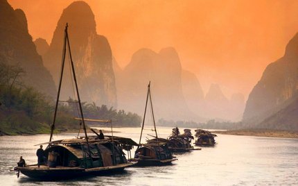 Chinese river with mountains